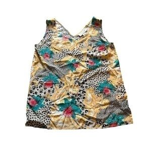 Vintage 100% silk Sherie Collection floral cheetah print blouse